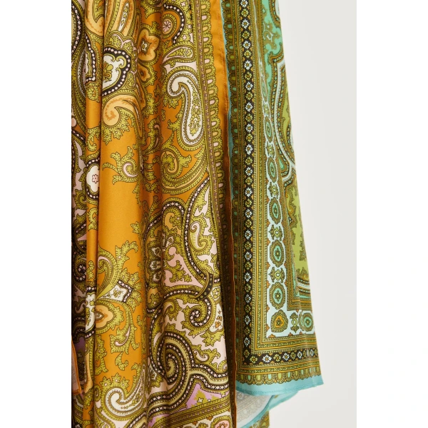 Alemais Contemporary Wardrobe Skirt Clemenza Spliced Scarf Silk Skirt — designer powerwear from Coveti