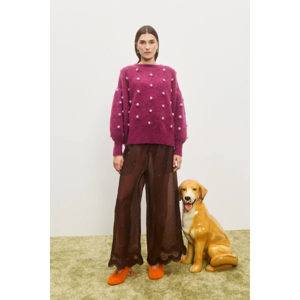 Alemais Contemporary Wardrobe Top_Knitwear Elia Mulberry Balloon Sweater — designer powerwear from Coveti
