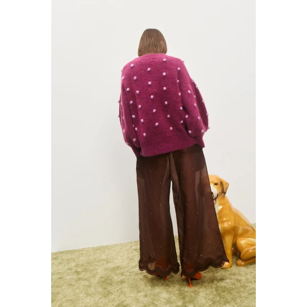 Alemais Contemporary Wardrobe TopKnitwear Elia Mulberry Balloon Sweater — designer powerwear from Coveti