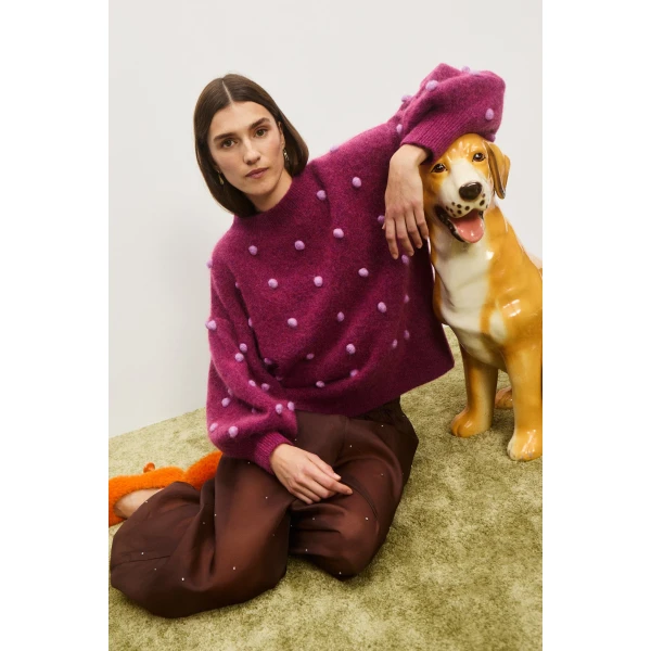 Alemais Contemporary Wardrobe TopKnitwear Elia Mulberry Balloon Sweater — designer powerwear from Coveti
