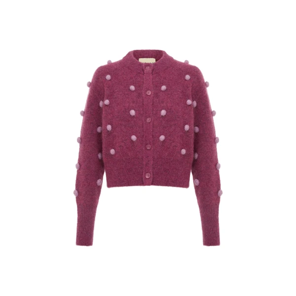 Alemais Contemporary Wardrobe Top_Knitwear Elia Mulberry Cropped Cardigan — designer powerwear from Coveti