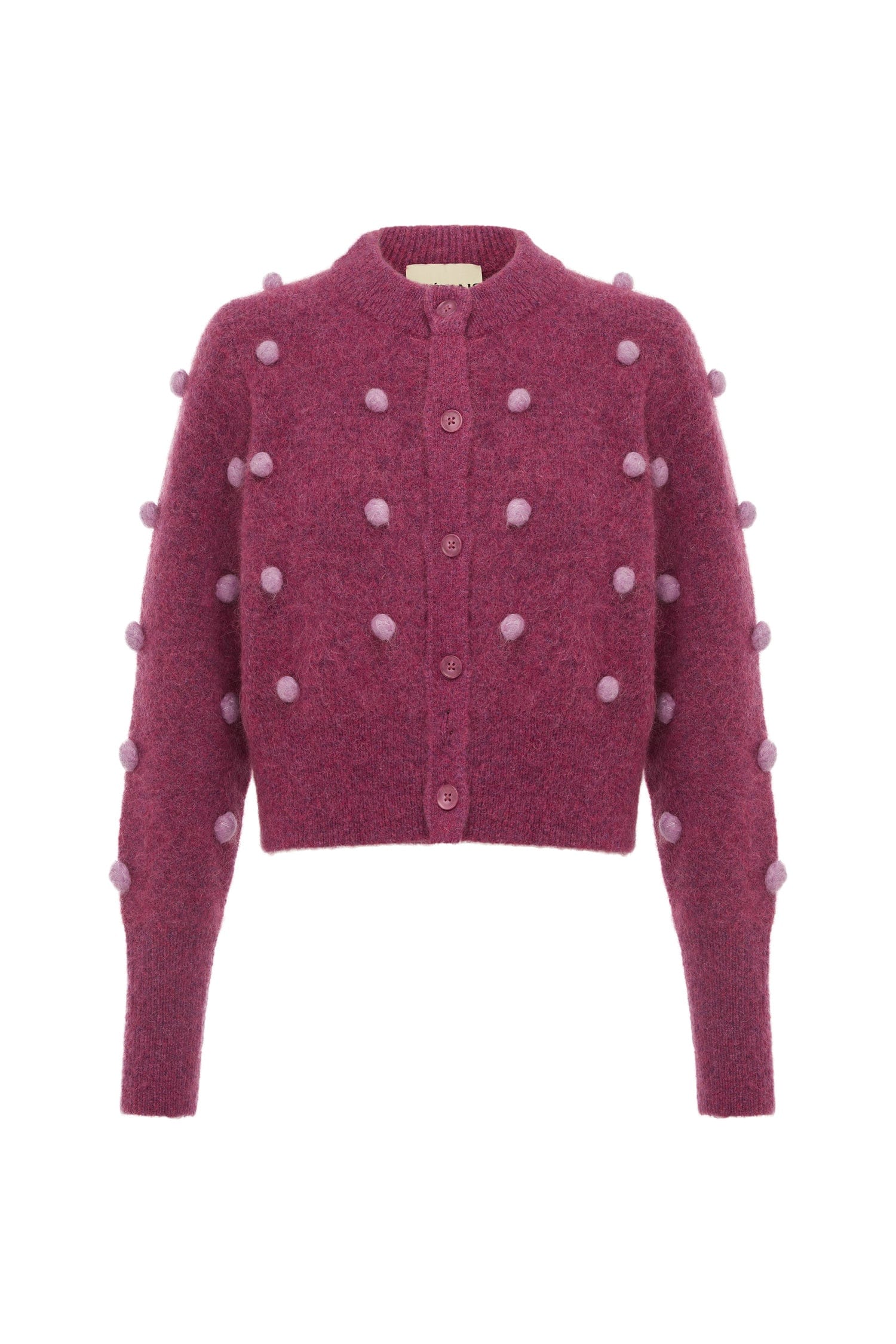 Alemais Contemporary Wardrobe Top_Knitwear Elia Mulberry Cropped Cardigan — designer powerwear from Coveti