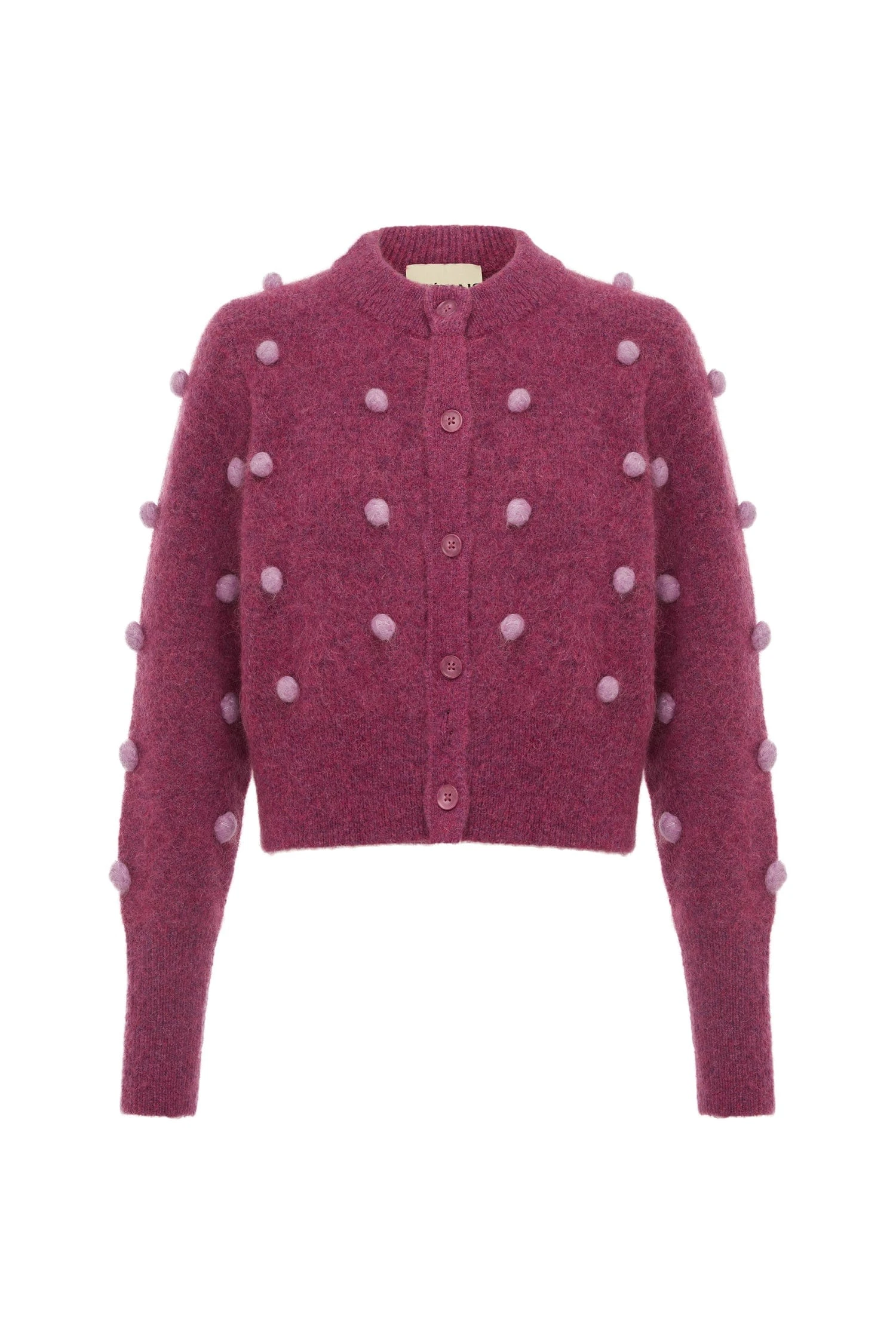 Alemais Alemais Contemporary Wardrobe Top_Knitwear Elia Mulberry Cropped Cardigan — designer powerwear from Coveti