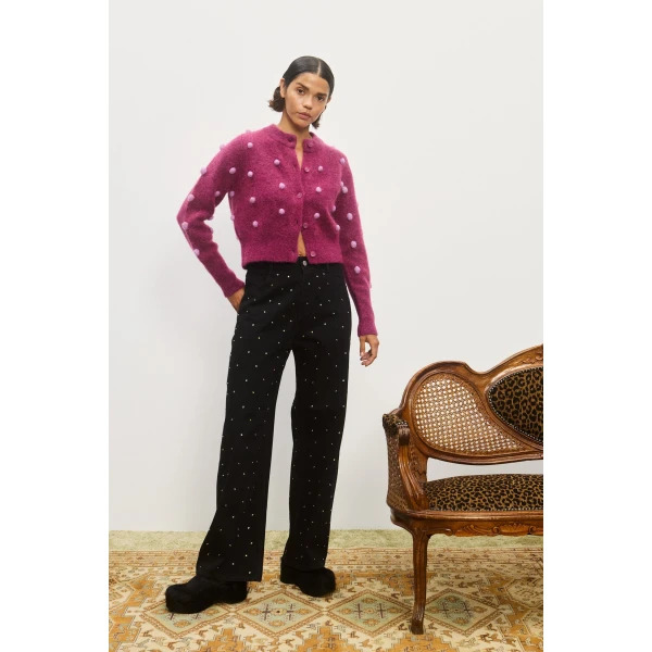 Alemais Contemporary Wardrobe TopKnitwear Elia Mulberry Cropped Cardigan — designer powerwear from Coveti