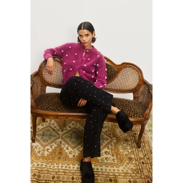 Alemais Contemporary Wardrobe TopKnitwear Elia Mulberry Cropped Cardigan — designer powerwear from Coveti
