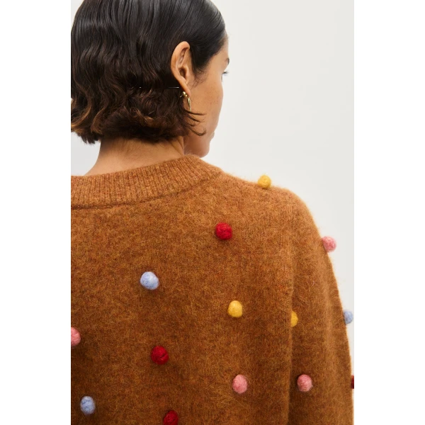 Alemais Elia Tobacco Cropped Cardigan — designer powerwear from Coveti