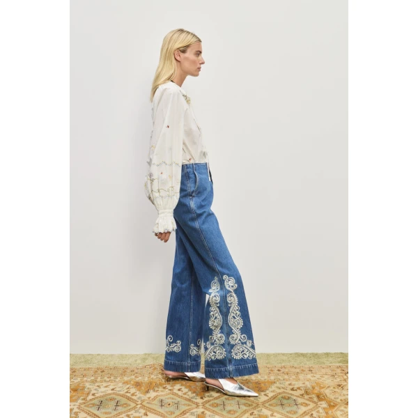 Alemais Contemporary Wardrobe Top Giulia Embroidered Blouse — designer powerwear from Coveti