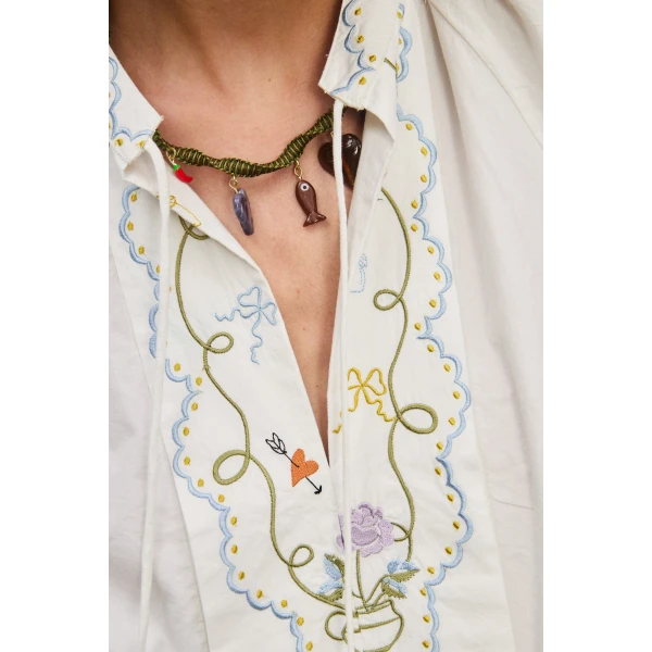 Alemais Contemporary Wardrobe Top Giulia Embroidered Blouse — designer powerwear from Coveti