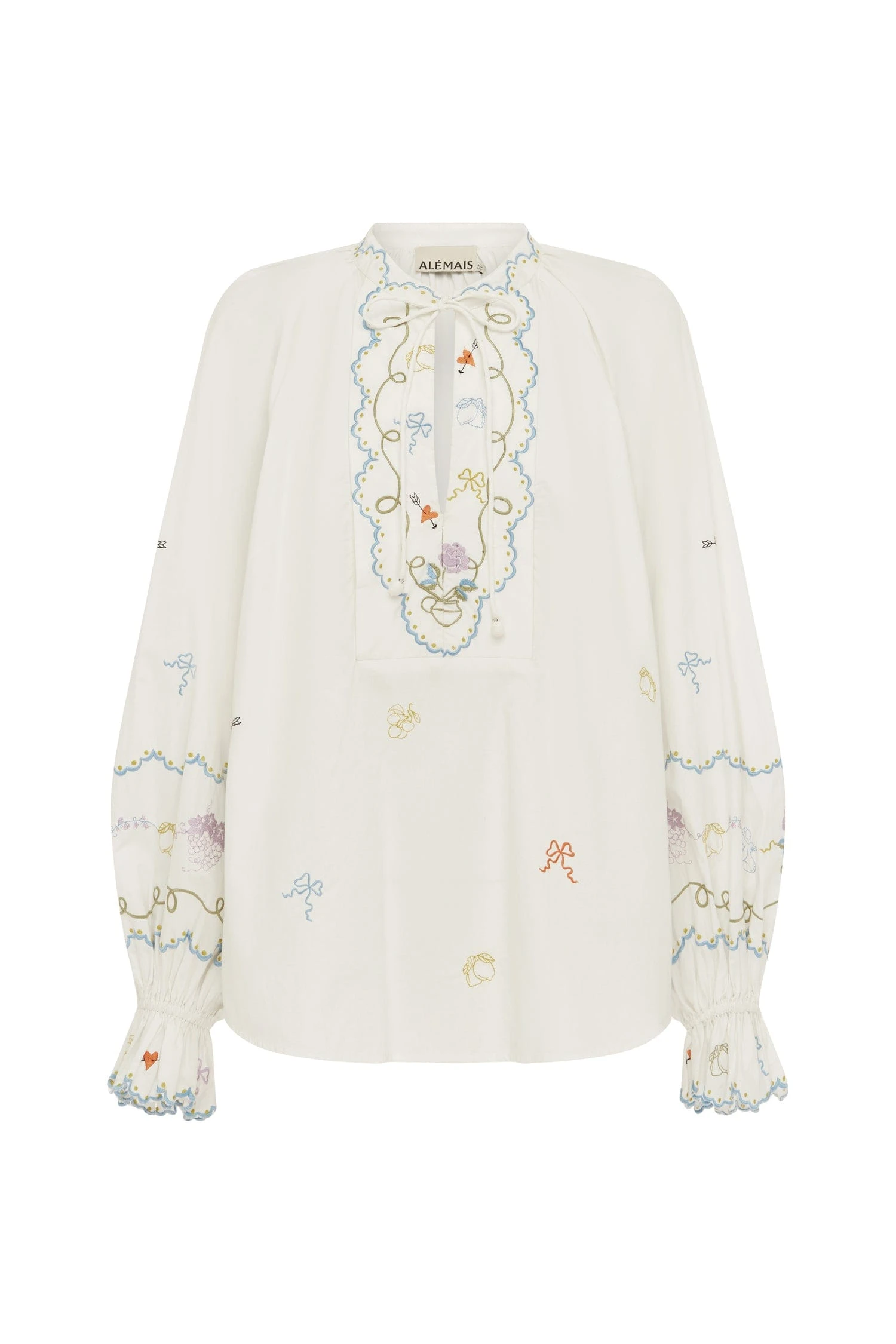 Alemais Alemais Contemporary Wardrobe Top Giulia Embroidered Blouse — designer powerwear from Coveti