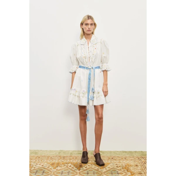 Alemais Contemporary Wardrobe Dress_Mini Giulia Embroidered Mini Dress — designer powerwear from Coveti