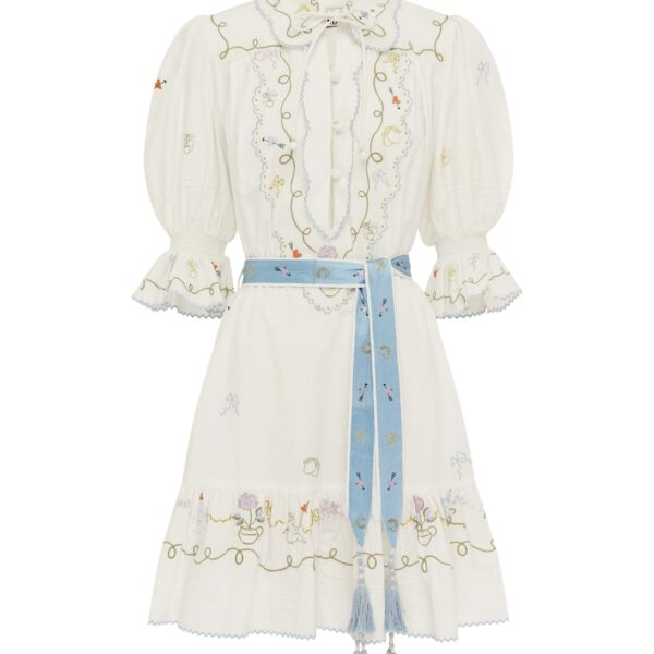 Alemais Contemporary Wardrobe Dress_Mini Giulia Embroidered Mini Dress — designer powerwear from Coveti
