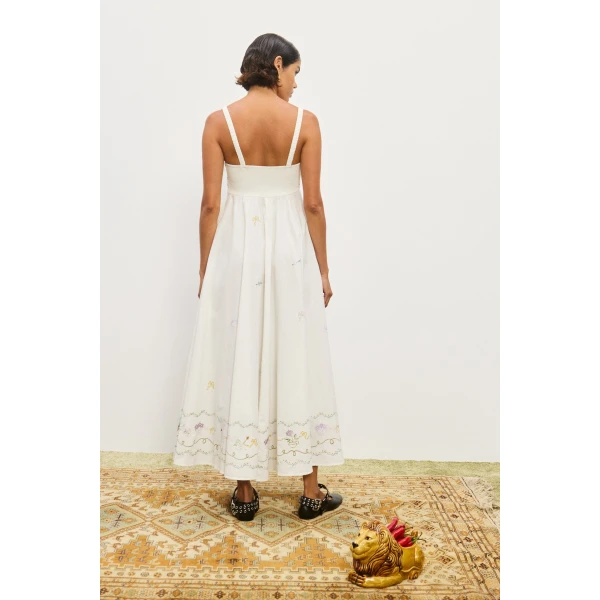 Alemais Contemporary Wardrobe Dress_Midi Giulia Embroidered Sundress — designer powerwear from Coveti
