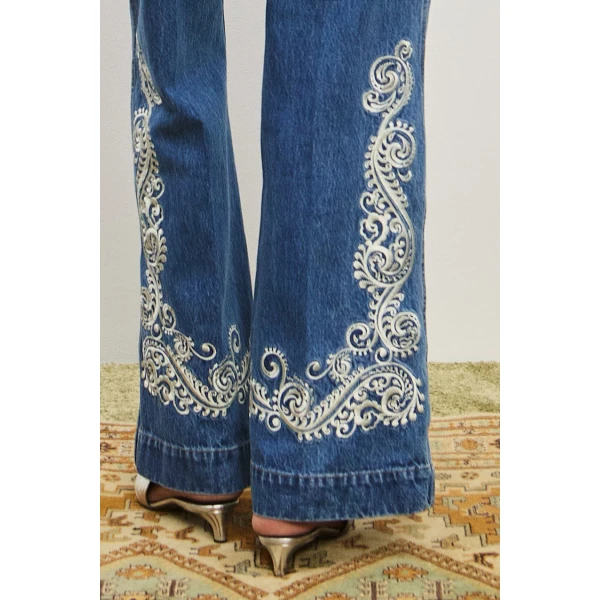Alemais Contemporary Wardrobe Pant Jacones Flare Denim Jean — designer powerwear from Coveti