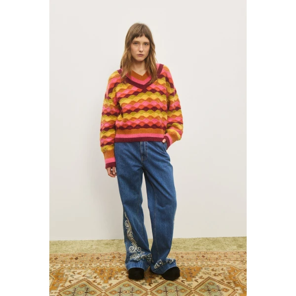 Alemais Contemporary Wardrobe TopKnitwear Rocco V Neck Sweater — designer powerwear from Coveti