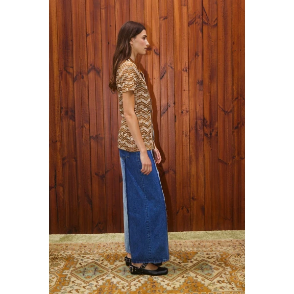 Alemais Contemporary Wardrobe Pant Jacones Spliced Denim Jean — designer powerwear from Coveti