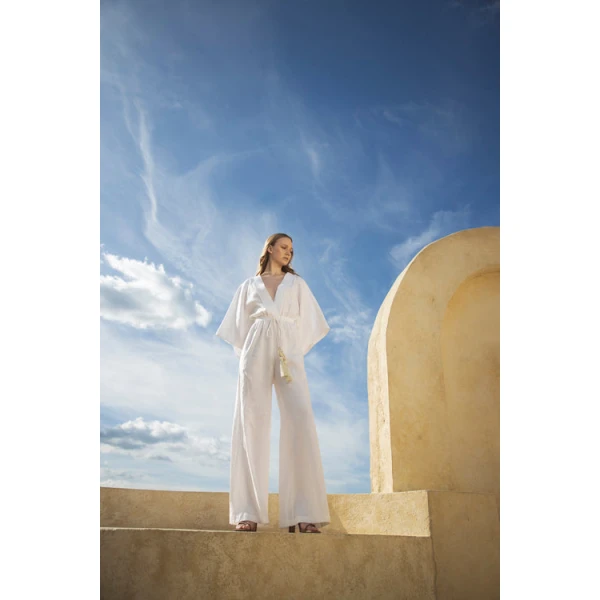 Andres Otalora luxury designer Jumpsuit with bold silhouette in linen