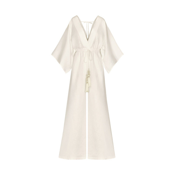 Andres Otalora luxury designer Jumpsuit with bold silhouette in linen