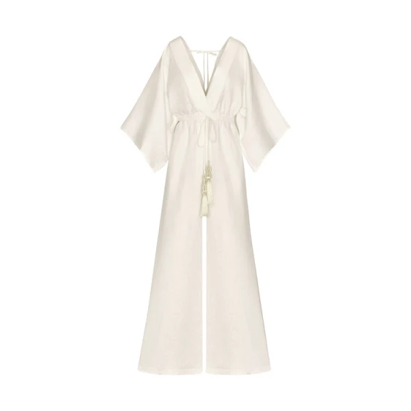 Andres Otalora luxury designer Jumpsuit with bold silhouette in linen