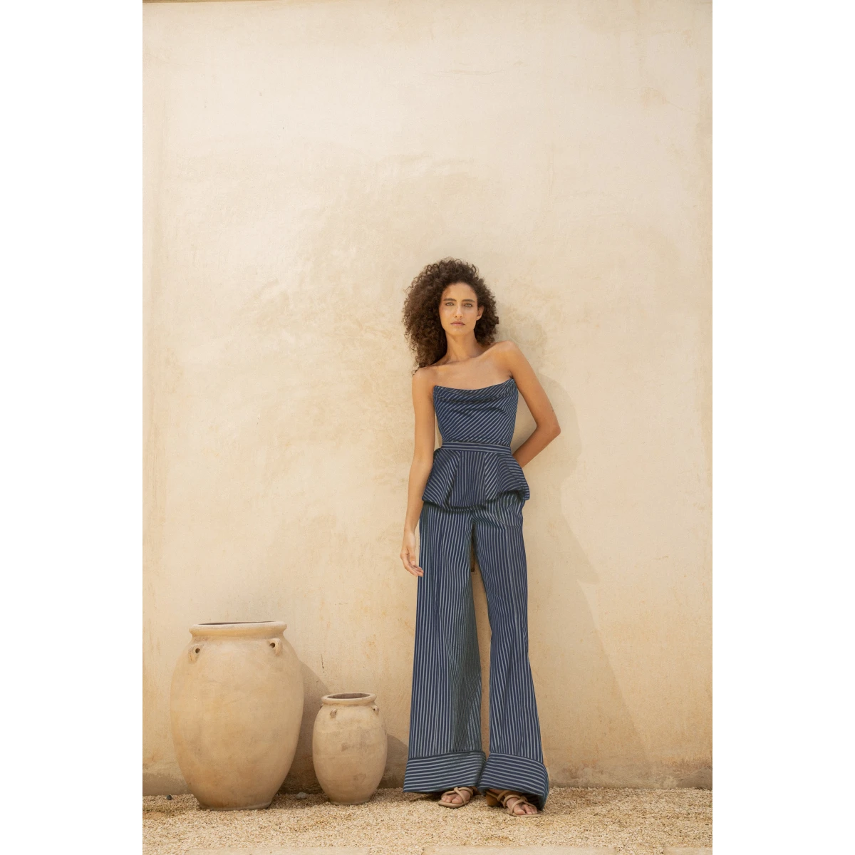 Andres Otalora luxury designer Top with bold silhouette in linen