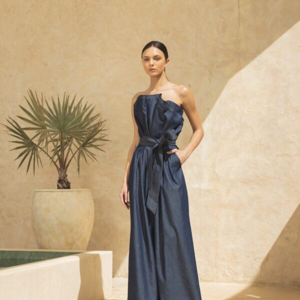 Andres Otalora luxury designer Top with bold silhouette in linen