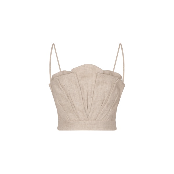 Andres Otalora luxury designer Top with bold silhouette in linen