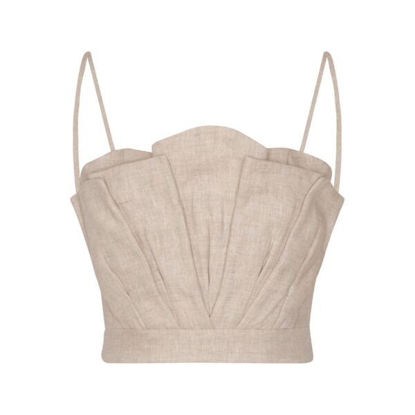 Andres Otalora luxury designer Top with bold silhouette in linen