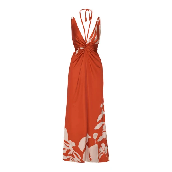 Andres Otalora luxury designer Dress with bold silhouette in linen