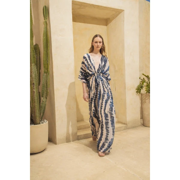 Andres Otalora luxury designer Dress with bold silhouette in linen