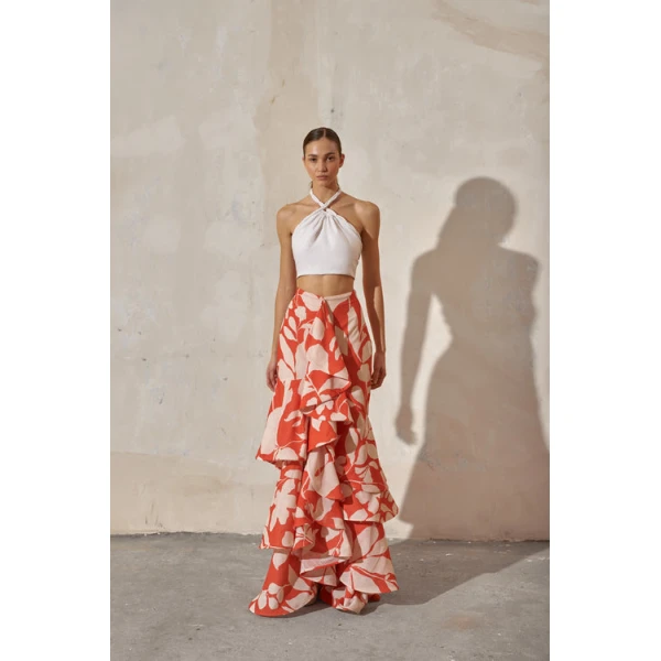 Andres Otalora luxury designer Skit with bold silhouette in linen