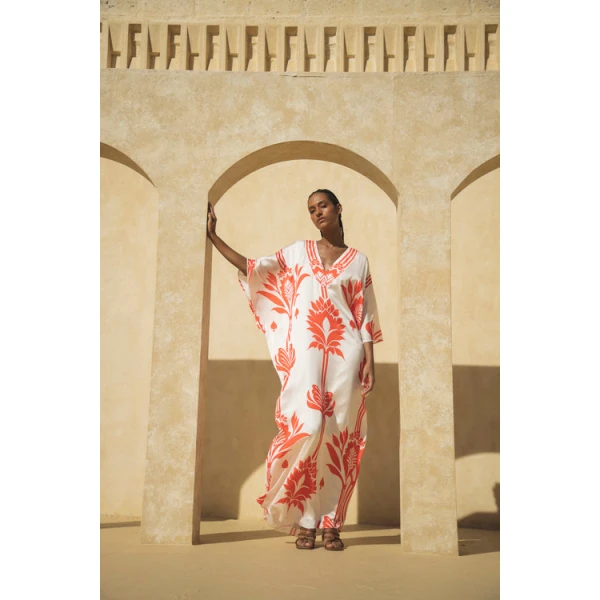 Andres Otalora luxury designer Dress with bold silhouette in linen