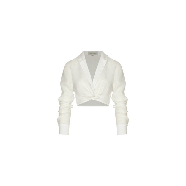 Andres Otalora luxury designer Top with bold silhouette in linen