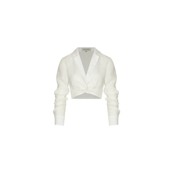 Andres Otalora luxury designer Top with bold silhouette in linen