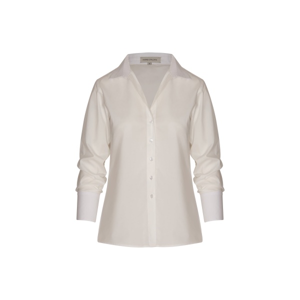 Andres Otalora luxury designer Top with bold silhouette in linen