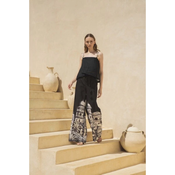 Andres Otalora luxury designer Pant with bold silhouette in linen