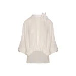 Andres Otalora luxury designer Top with bold silhouette in linen
