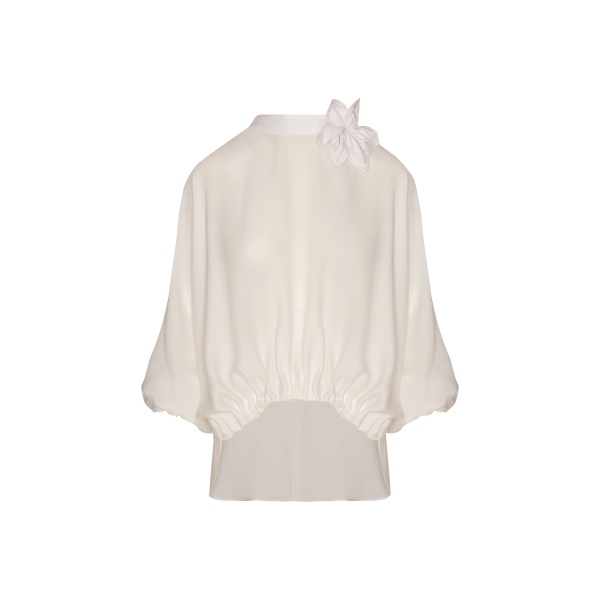 Andres Otalora luxury designer Top with bold silhouette in linen