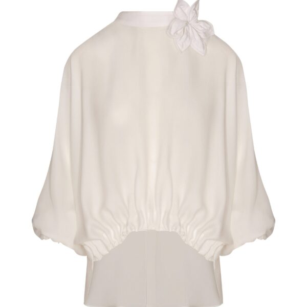 Andres Otalora luxury designer Top with bold silhouette in linen