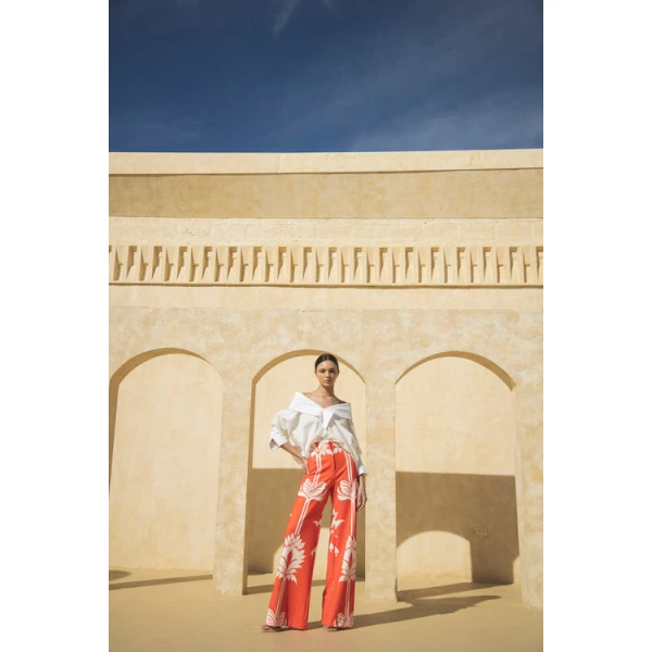 Andres Otalora luxury designer Pant with bold silhouette in linen