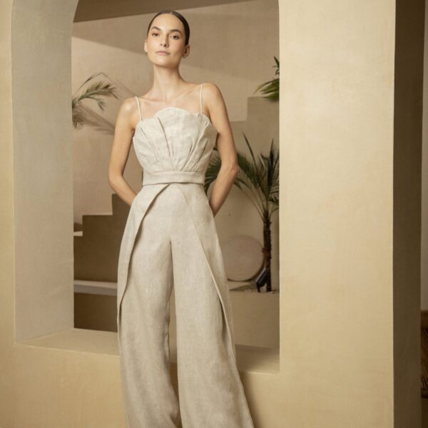 Andres Otalora luxury designer Pant with bold silhouette in linen