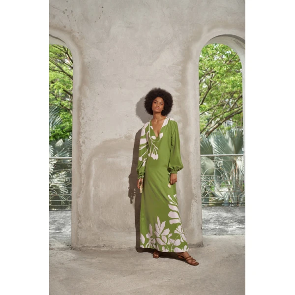 Andres Otalora luxury designer Dress with bold silhouette in linen