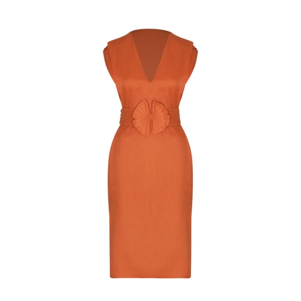 Andres Otalora luxury designer Dress with bold silhouette in linen