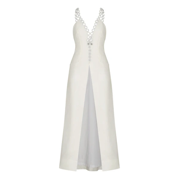 Andres Otalora luxury designer Top with bold silhouette in linen