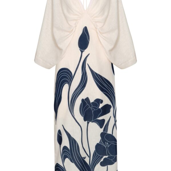 Andres Otalora luxury designer Dress with bold silhouette in linen
