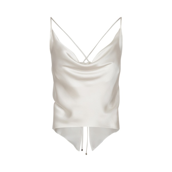 Andres Otalora luxury designer Top with bold silhouette in linen