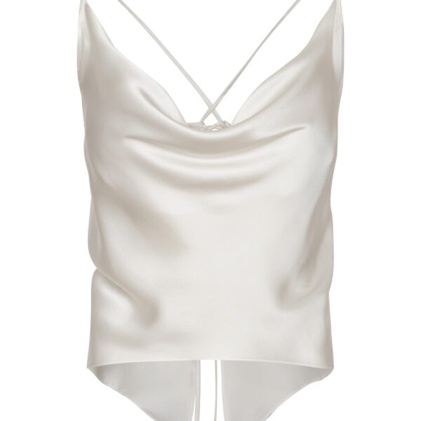 Andres Otalora luxury designer Top with bold silhouette in linen