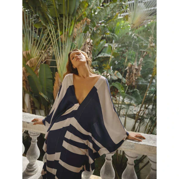 Andres Otalora luxury designer Dress with bold silhouette in linen