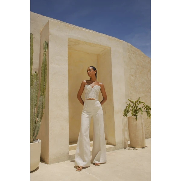 Andres Otalora luxury designer Pant with bold silhouette in linen