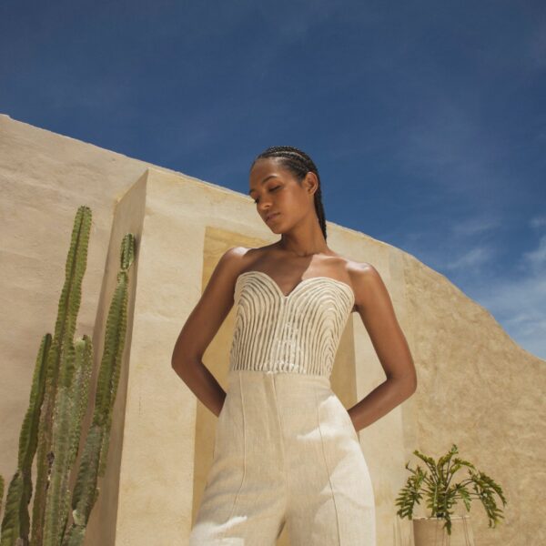 Andres Otalora luxury designer Pant with bold silhouette in linen