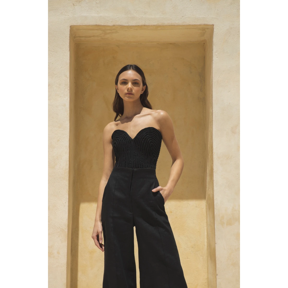 Andres Otalora luxury designer Pant with bold silhouette in linen