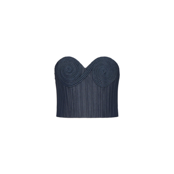 Andres Otalora luxury designer Top with bold silhouette in linen